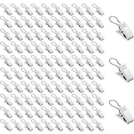 100 pezzi di clip per tende in metallo argentato, clip con ganci e anelli per doccia e finestre, decorazione per la casa