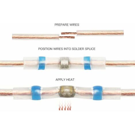 100 pezzi di connettori saldati - 4 diverse misure - termorestringenti - connettori per cavi - assortimento