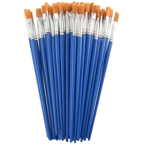 100 pezzi di pennelli piatti in nylon per pittura di dettagli, acquerello, artisti per bambini