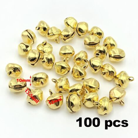 100 pezzi Jingle Bells, decorazioni per feste, campanelli per animali domestici, campanelli decorativi natalizi fai da te per decorazioni per festival di nozze, creazione di gioielli, 12 mm (dorato)