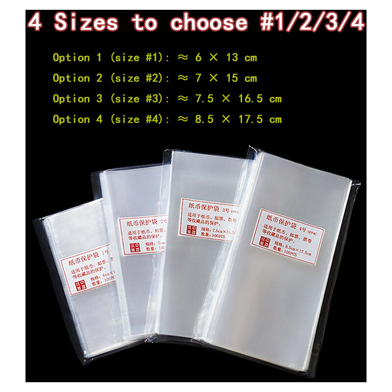 100 pezzi proteggi borsa per banconote collezione