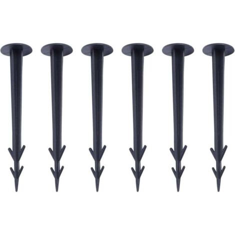 100 picchetti da giardino, robusti picchetti da giardino in plastica per fissare il tessuto anti-erbacce, picchetti da terra in plastica nera per pacciamatura