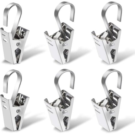 100 Pices Anneaux Rideaux Avec Pince,argent, Acier Inoxydable Accroche Rideau Anneaux  Pince Pour La Dcoration De La Fentre De La Maison Photos Ar