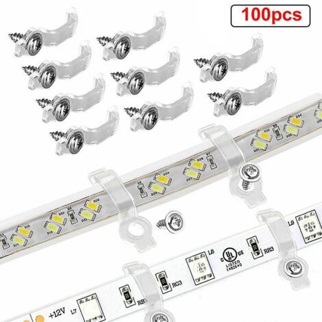 100 Pices Clips De Fixation  Bande Led, Comprend  Support De Montage Pour Bande Led, Connecteur Clips De Montage Pour Bande Lumineuse Led Transpar