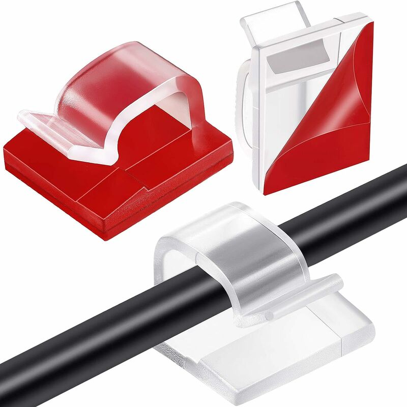 100 Pièces Mini Clips de Câble Extérieurs avec Ruban Adhésif Clips Câble Auto-Adhésifs Clips de Lumière de Décoration Clip de Porte-Câble pour Noël
