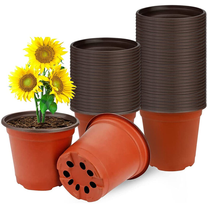100 Pièces Pot de Fleur Plantes en Plastique Pots de Semis avec Trous de Drainage pour Jardins Pépinières Potager