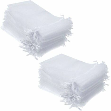 100 Pièces 13X18CM Blanc Sacs Organza Sachets, Utilisables Comme Pochettes À Bonbons, Pochettes À Bijoux, Pochettes Cadeaux De Mariage Ou De Noël
