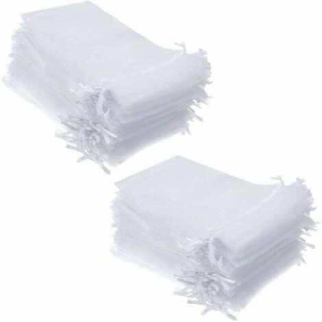 100 Pièces 13X18CM Blanc Sacs Organza Sachets, Utilisables Comme Pochettes À Bonbons, Pochettes À Bijoux, Pochettes Cadeaux De Mariage Ou De Noël