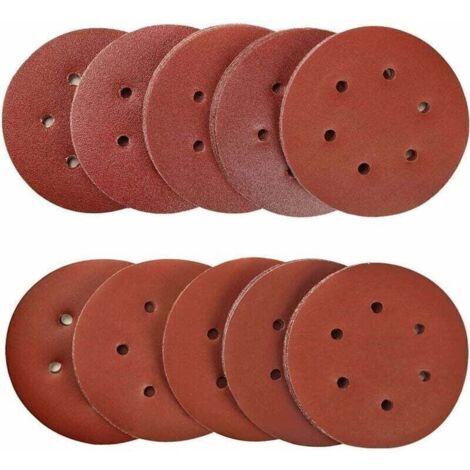 100 Pièces 150mm disques abrasifs Disque de Ponçage Disques Abrasifs 40/80/120/180/320/600/800/1000/1500/2000 Grain Idéal pou