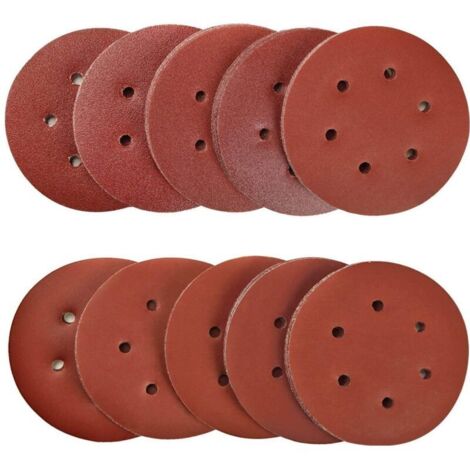 100 Pièces 150mm disques abrasifs Disque de Ponçage Disques Abrasifs 40/80/120/180/320/600/800/1000/1500/2000 Grain Idéal pour Poncer/Polir/Dérouiller pour ponceuse excentrique de 6 trous