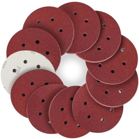 100 Pièces 150mm disques abrasifs Disque de Ponçage Disques Abrasifs 40/80/120/180/320/600/800/1000/1500/2000 Grain Idéal pour Poncer/Polir/Dérouiller pour ponceuse excentrique de 6 trous