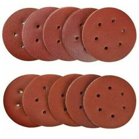 100 Pièces 150mm disques abrasifs Disque de Ponçage Disques Abrasifs 40/80/120/180/320/600/800/1000/1500/2000 Grain Idéal pour Poncer/ Polir/ Dérouiller pour ponceuse excentrique de 6 trous  B--TRIMEC