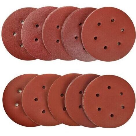 100 Pièces 150mm disques abrasifs Disque de Ponçage Disques Abrasifs 40,80,120,180,320,600,800,1000,1500,2000 Grain Idéal pour Poncer/Polir/Dérouiller pour ponceuse excentrique de 6 trous
