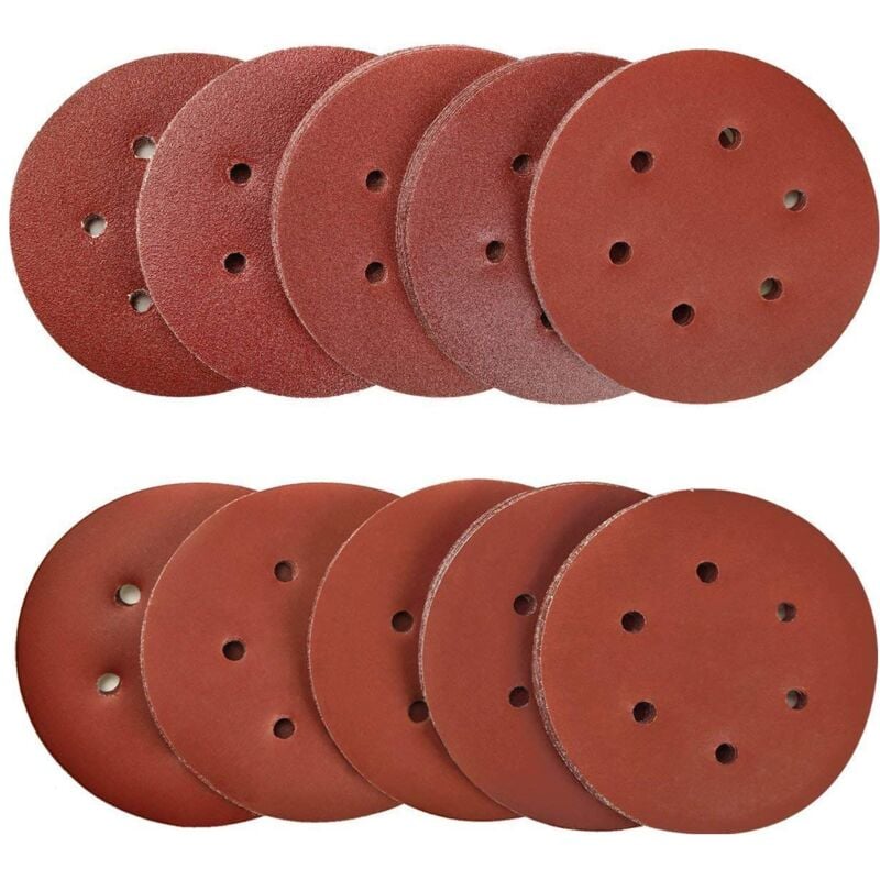 100 Pièces 150mm disques abrasifs Disque de Ponçage Disques Abrasifs 40/80/120/180/320/600/800/1000/1500/2000 Grain Idéal pour