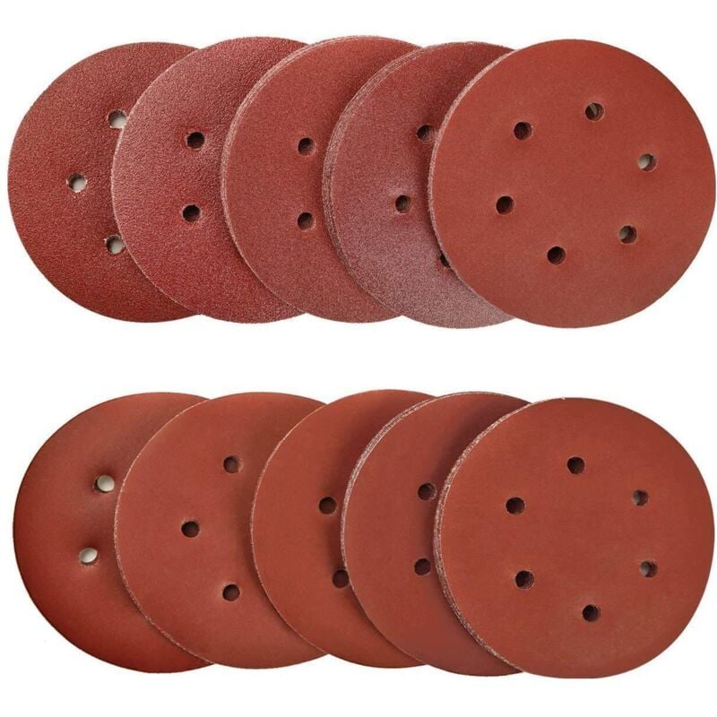 100 Pièces 150mm disques abrasifs Disque de Ponçage Disques Abrasifs 40/80/120/180/320/600/800/1000/1500/2000 Grain Idéal pour