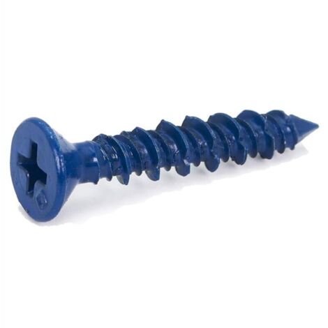 100 PièCes 3/16 X 1-1/4 Po Bleu Plat BéTon Diamant Point Vis D'Ancrage pour L'Ancrage à la MaçOnnerie