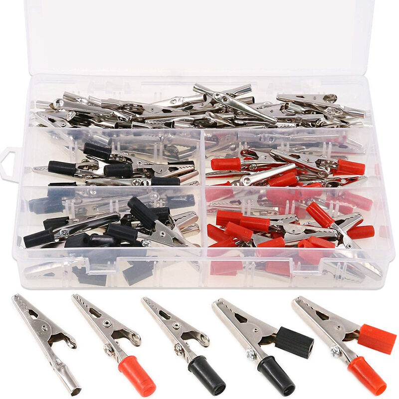 100 pièces 3 Styles 2.1 '/53mm pinces crocodiles en métal pinces de Test électriques Kit d'assortiment pour les tests en laboratoire