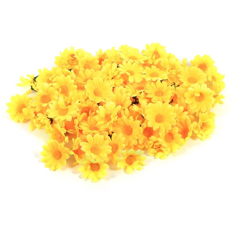 100 pièces 50 pièces marguerite tissu artificiel têtes de fleurs en gros lots fête de mariage (1 jaune)