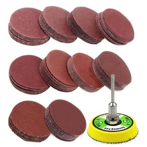 100 Pièces 50mm Disque de Ponçage,  , Disque Abrasif, Papier Sablé de 60, 100, 120, 150, 180, 240, 320, 800, 1200, 2000 (10 Disques par Taille de Grain)