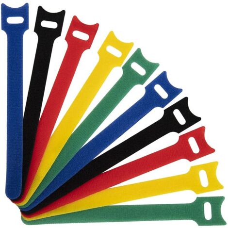 100 Pièces Attache Cable, Réutilisable Serre Cable en Nylon, Reglable Sangles Câbles en Crochet et Boucle pour Cordes et Gestion des Câbles 15cm (5 Couleurs),