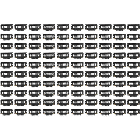 100 pièces attaches à cheveux 9 dents polyvalentes 32mm, clips en U noir pour extensions et DIY
