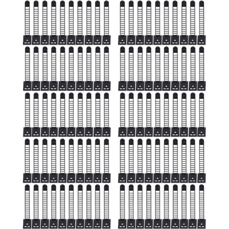 100 Pièces Attaches Câbles Autocollantes Réglables, Sangles Nylon pour Organisation Câbles Bureau, Fixation Solide Noir