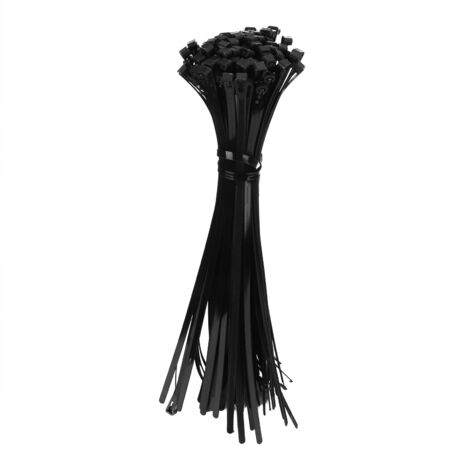 100 Pièces Attaches Câbles Nylon Multiusage, pour Fixation et Rangement, 8x400mm Noir