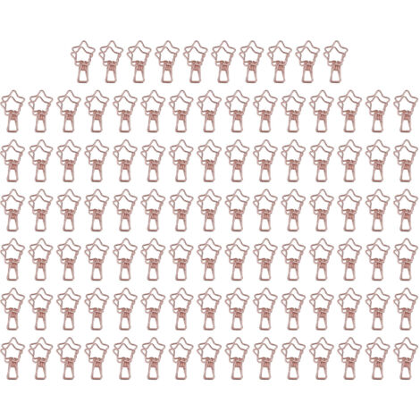 100 pièces Attaches Cute en Forme d'Étoile, Forte Force de Serrage, Agrafes Métalliques Solides pour Bureau, Comptabilité, Tickets, Rose Doré