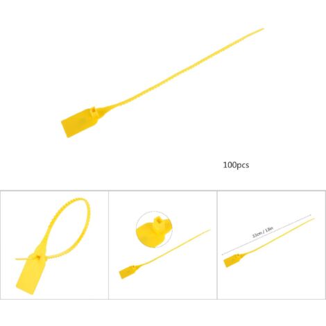 100 Pièces Attaches Plastiques Auto-bloquantes pour Valise Chaussures Sacs Étiquettes (Jaune)
