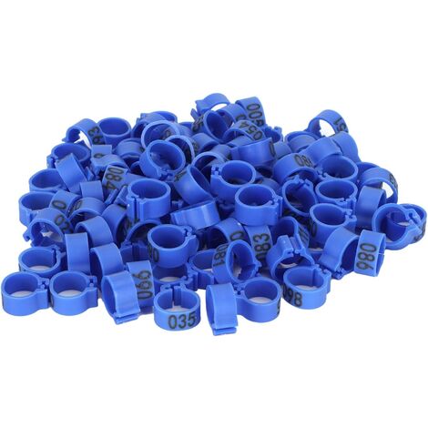 100 pièces Bague Pied d'oiseau 8mm 001-100 Pigeons numérotés identifient Le Clip d'approvisionnement en volaille Anneau de Pigeon Anneau de Jambe de volaille pour Pigeons (Bleu)