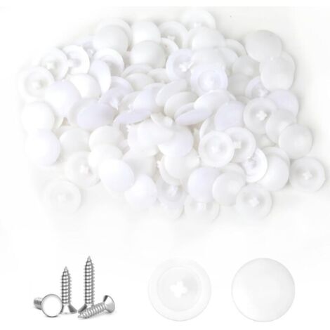 100 Pièces Blanc Cache Capuchon à Vis Ronds en Forme de Croix en Plastique, Capuchons à Encliquetage pour Vis Clous Autotaraudeurs, Idéaux pour Le Montage sur Le Mur et comme Décoration pour Meuble