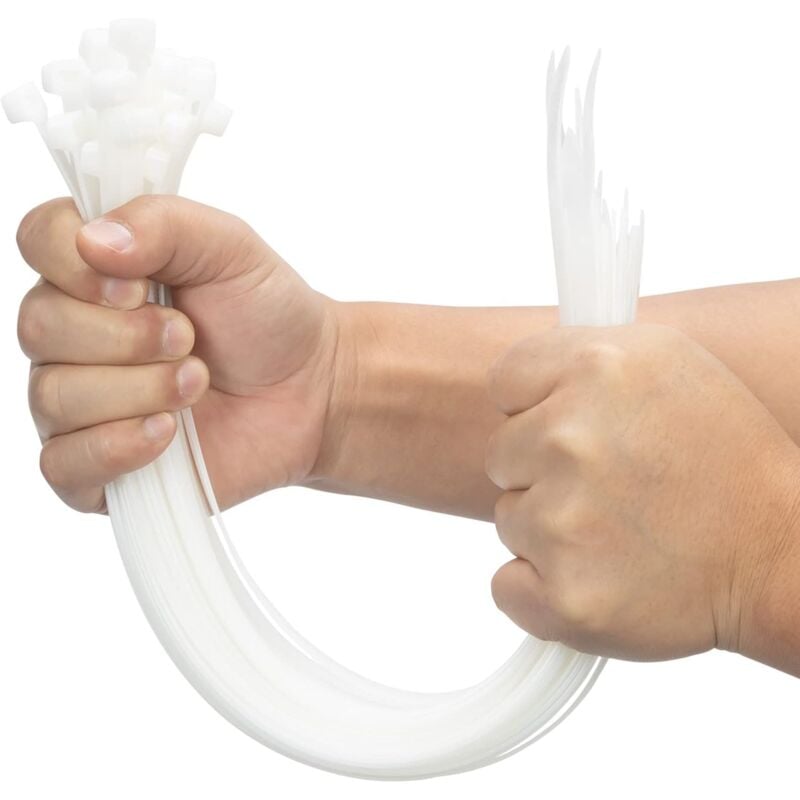 100 Pièces Blanc Large Attaches de câble, Extra Longue 400mm x 9mm Cde câble Nylon Resistant uv, 80 kgs Heavy Duty Serre-câbles Zip Ties
