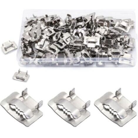 100 pièces Boucle de Cerclage en Acier 10 mm. MgcTolBox Cerclage en Acier Joints pour Feuillard de 8-10 mm Pour Fixations Extérieures et Applications Lourdes