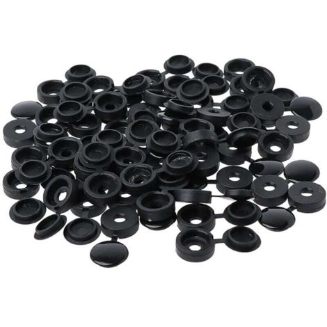 100 Pièces Cache Vis Plastique,Bouchon à Vis en Plastique,Couvercle à vis，Cache-vis de rondelle，Couvercle Décoratif à Vis (Noir)