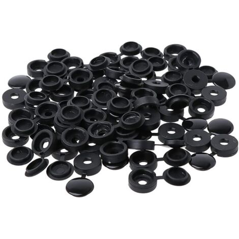 100 Pièces Cache Vis Plastique,Bouchon à Vis en Plastique,Couvercle à vis，Cache-vis de rondelle，Couvercle Décoratif à Vis (Noir)