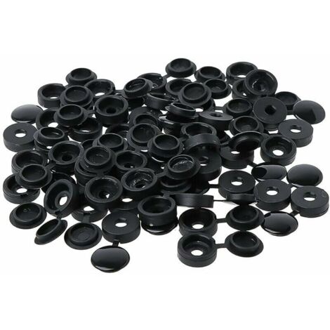 100 Pièces Cache Vis Plastique,Bouchon à Vis en Plastique,Couvercle à vis，Cache-vis de rondelle，Couvercle Décoratif à Vis (Noir)
