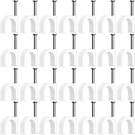 100 Pièces Cavalier Cable Electrique,Fixation Cable Electrique,Attache Fil Electrique,Attache Cable Mural,Clips de Cable (4mm)