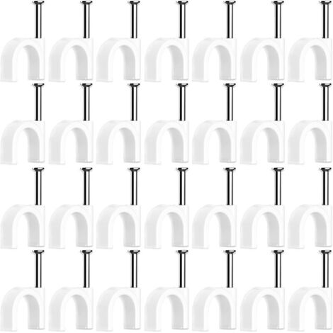 100 Pièces Cavalier Cable Electrique,Fixation Cable Electrique,Attache Fil Electrique,Attache Cable Mural,Clips de Cable (4mm)