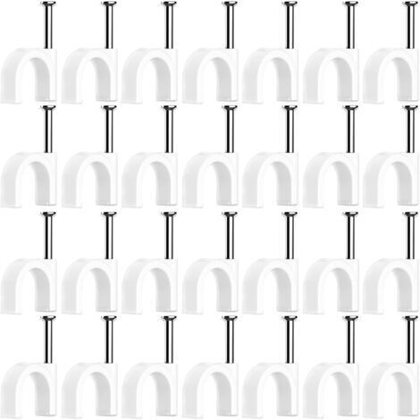 100 Pièces Cavalier Cable Electrique,Fixation Cable Electrique,Attache Fil Electrique,Attache Cable Mural,Clips de Cable (4mm)