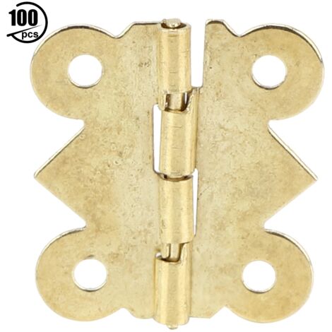 100 Pièces Charnière Rétro pour Boîte à Bijoux, Serrure Métallique Décorative, Fermoir de Meuble en Laiton Doré 90 Degrés