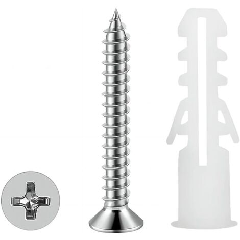 100 Pièces Chevilles pour Plaque de Plâtre, avec Vis M4 x 25mm, Bouchon Mural en Plâtre, pour Montage Mural Creux