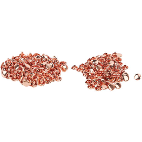 100 Pièces Clous Rivets Métal Rose Or Lustré Haute Dureté pour Maroquinerie DIY Ceintures 8x6mm