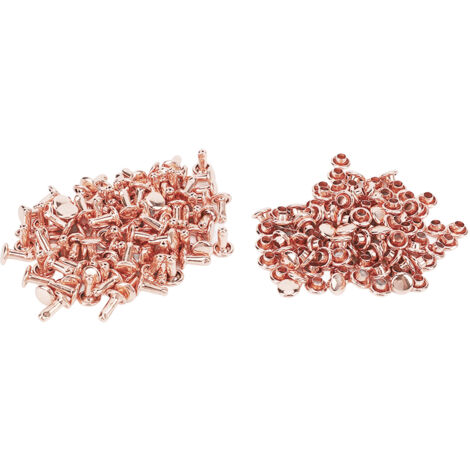 100 Pièces Clous Rivets Métal Rose Or Lustré Haute Dureté pour Maroquinerie DIY Ceintures Accessoires 6x8mm
