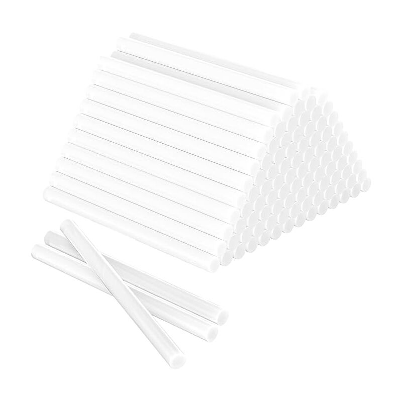 Shining House - 100 pièces Colle Chaude 7 x 150 mm, Bâton de Colle Blanc Universels pour Pistolet à Colle Chaude, Bâtonnets de Colle Chaude Séchage