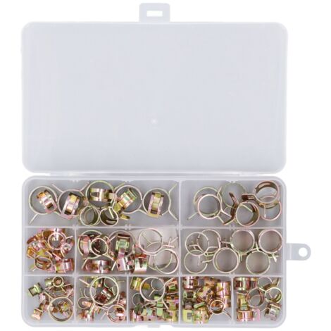 100 Pièces Collier de Serrage à Ressort Galvanisé 6‑17mm pour Tuyau Accessoires Kit