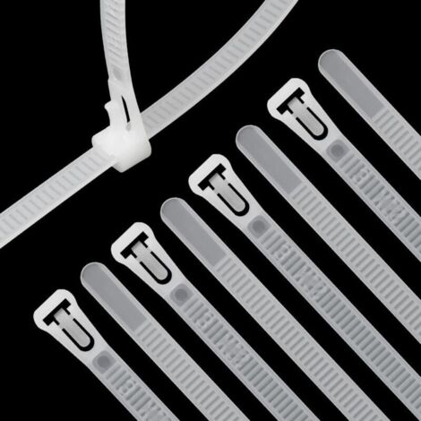 100 Pièces Collier de Serrage Blanc Plastique Réutilisables. 400mm x 7.6mm. Attache Câble Colorées. Serre Câbles Nylon. Colliers Serre-Cable Résistant aux UV