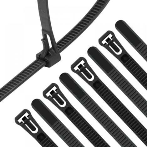 100 Pièces Collier De Serrage Noir Plastique Réutilisables, 300mm X 7.5mm, Attache Câble Colorées, Serre Câbles Nylon, Colliers Serre-Cable Résistant Aux Uv