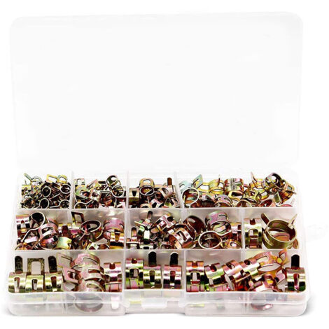 100 Pièces Colliers de Serrage à Ressort, Clips à Ressort Tuyau Serre-Joints à Tuyaux Colliers de Clip à Ressort Ajustable pour Tuyau Durites - 6mm/7mm/8mm/9mm/10mm/11mm/12mm/14mm/15mm/17mmm