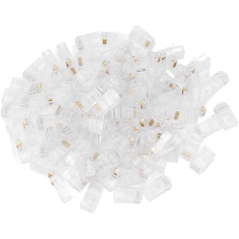 100 Pièces Connecteur RJ45 CAT5 8P8C pour Câble Ethernet, Tête Cristal pour Communication Réseau