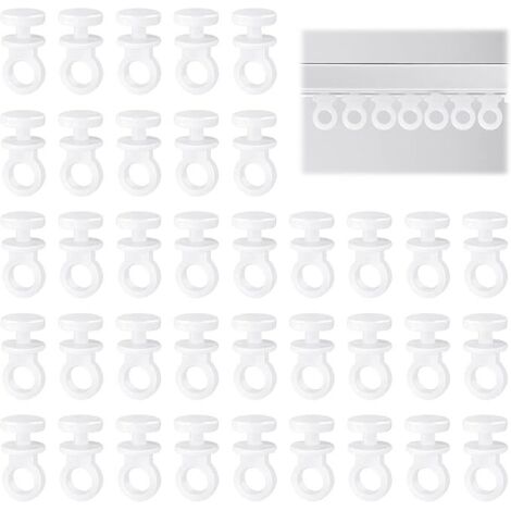 100 Pièces Crochet Rideau Rail Glisseurs Blanc Plastique Roulettes à Rideaux Blanc Tringle à Rideau Coulissant Crochet Forte Capacité de Charge Attache Rideaux Accessoires